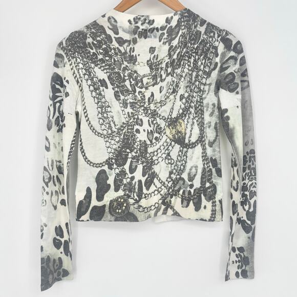 YMI Rhinestone Y2K Jewel Button Chain Pattern Cardigan Size M - Picture 7 of 9